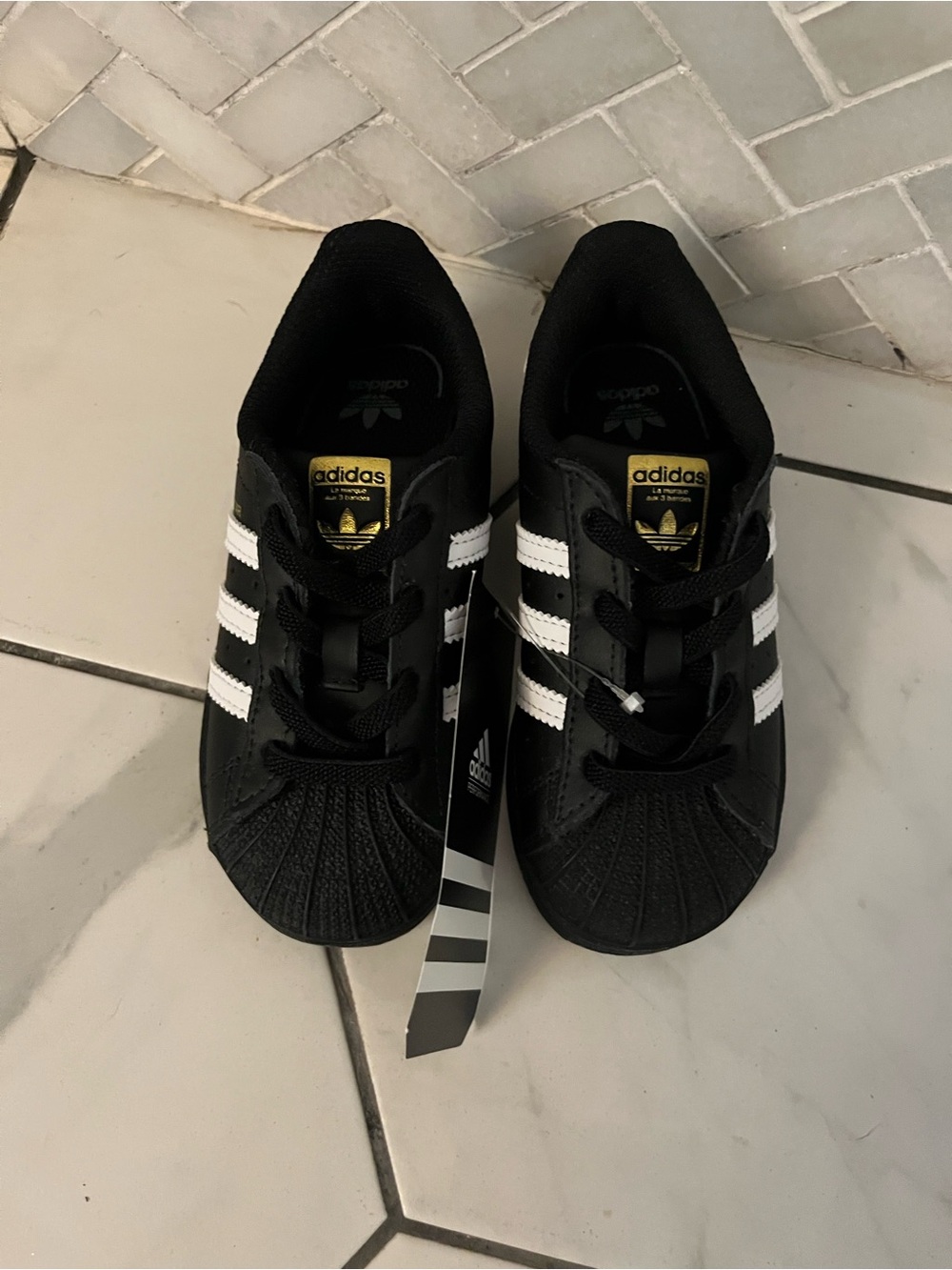 adidas Kids Superstar Black and White Shell-Toe Sneakers